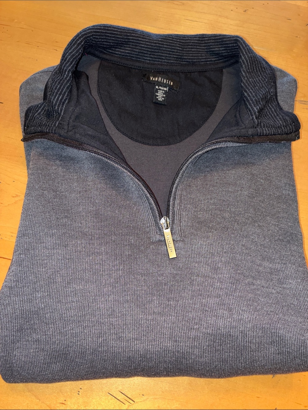 VAN HEUSEN EUC Men's Quarter-Zip Pullover Long-Sleeve Sweater, Charcoal Size XL. - Picture 8 of 9